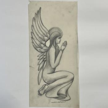 Angelo, grafite su carta da lucido - Molteni
