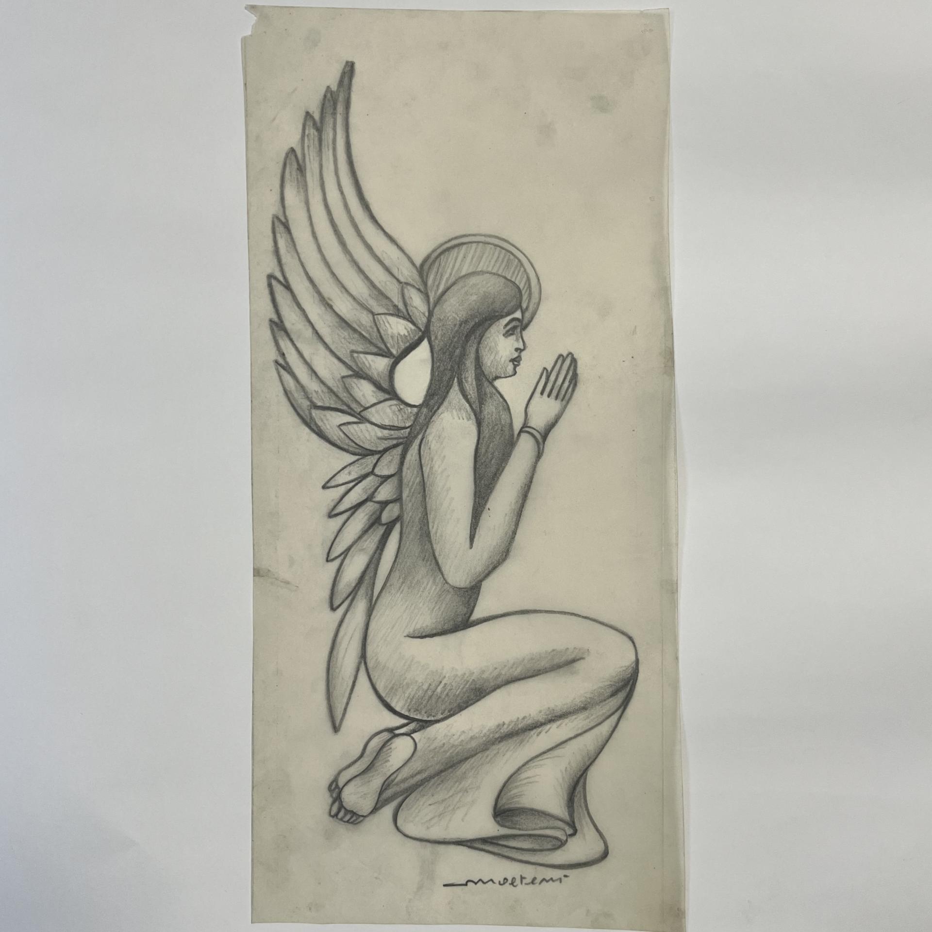 Angelo, grafite su carta da lucido - Molteni
