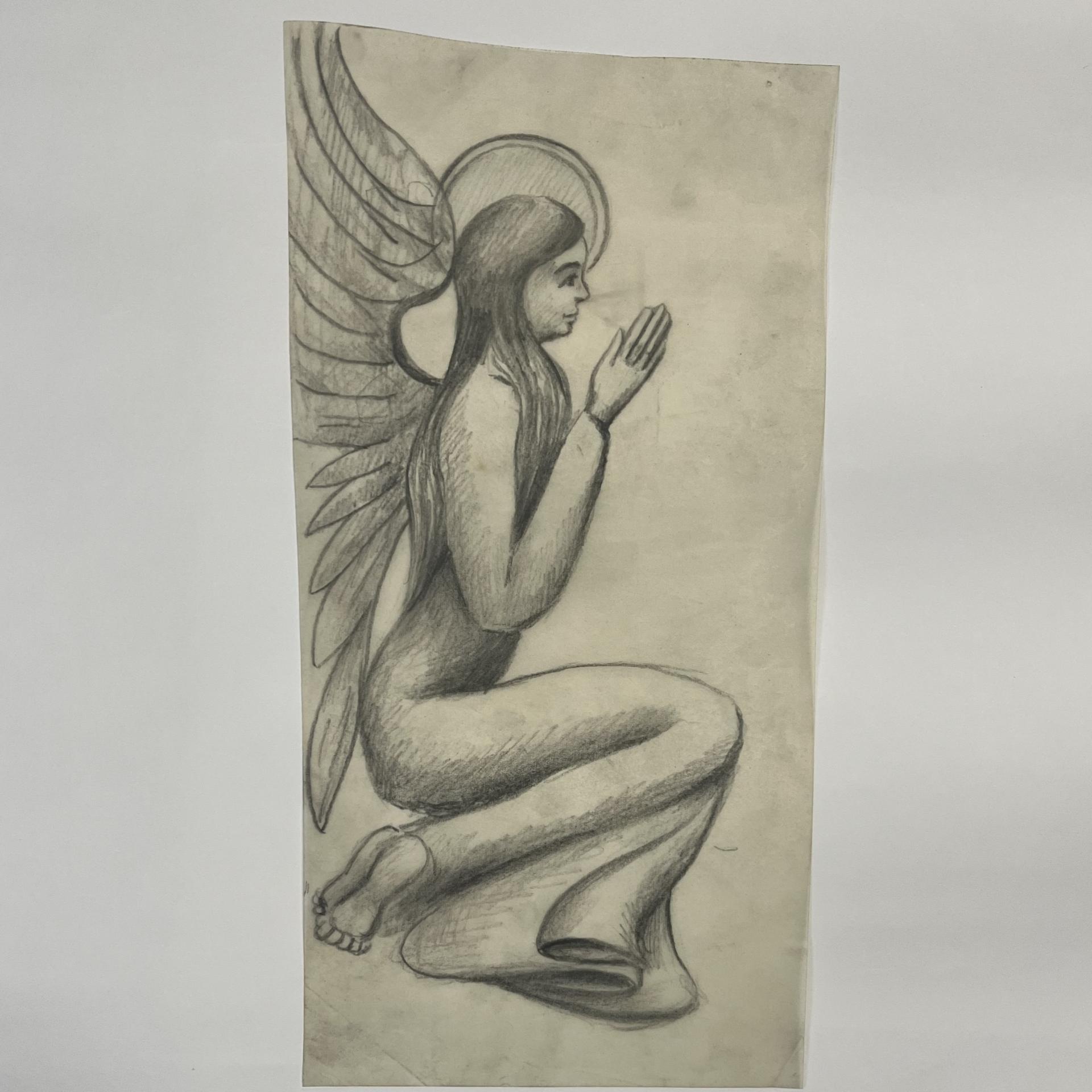 Angelo, grafite su carta da lucido - Molteni - immagine 2