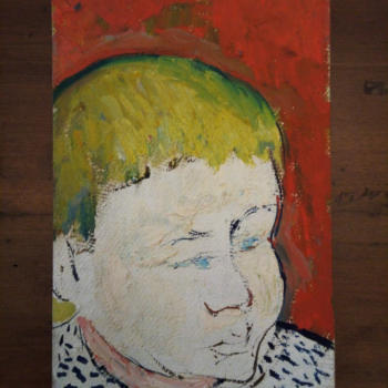 "Fanciullo biondo", olio su cartone - Bianchi