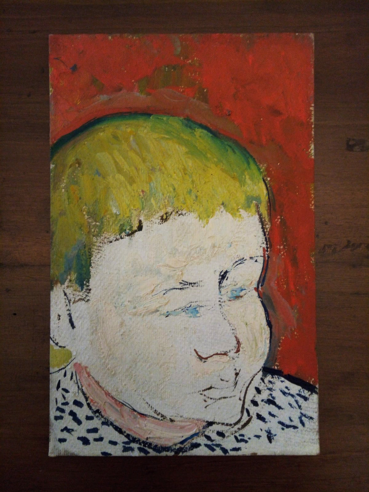 "Fanciullo biondo", olio su cartone - Bianchi