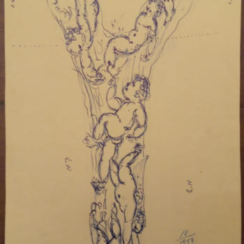 Elemento decorativo angelico, penna su carta