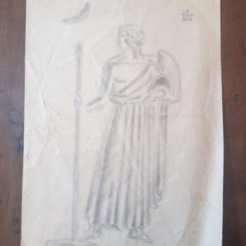 Eroe ellenico, disegno a grafite su carta da lucido